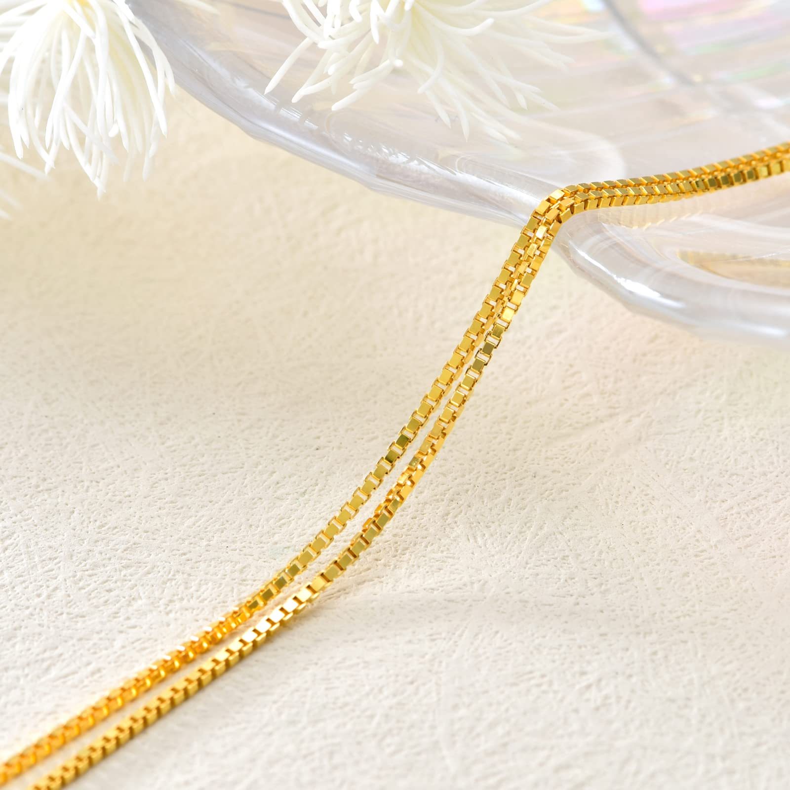 18ct Yellow Gold Plated Box Chain Necklace 20inch